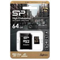 Silicon Power Karta pamięci microSDXC High Endurance 64GB V30 UHS-1 U3 A1 24/7 + ADAPTER microSD-SD