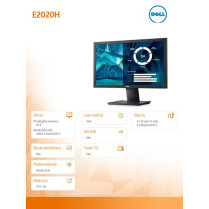 Dell Monitor E2020H 19.5 cali LED TN (1600x900) /16:9/VGA/DP 1.2/5Y PPG