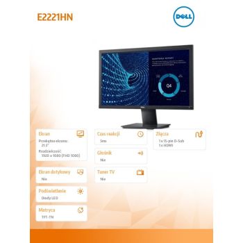 Dell Monitor E2221HN 21.5 cali LED 1920x1080/VGA/HDMI/3Y