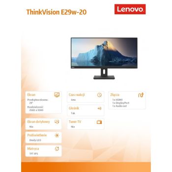 Lenovo Monitor 29.0 ThinkVision E29w-20 WLED LCD 62CEGAT3EU