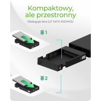 IcyBox Obudowa IB-RD2253-C31 zew. Raid dla 2,5 SATA HDD na USB 3.2 Gen 2, RAID 0,1, SINGLE, LARGE