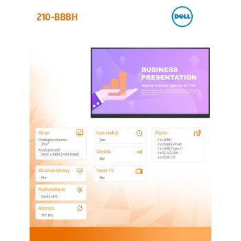 Dell Monitor P2422HEWO 23,8 cali IPS LED Full HD (1920x1080) /16:9/HDMI/DP/USB-C/USB/RJ-45/No Stand/3Y