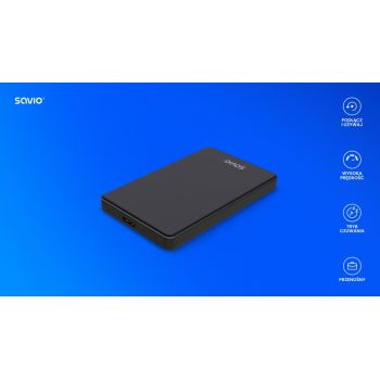 Savio Zewnętrzna obudowa na dysk HDD/SDD 2,5 cala, USB 3.0, AK-65