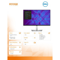 Dell Monitor P2723QE 27 cali IPS LED 4K (3840x2160)/16:9/HDMI/DP/USB-C/4xUSB 3.2 /RJ45/3Y AES