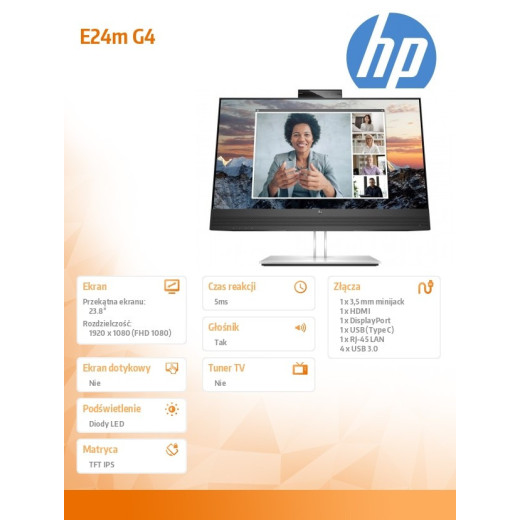 HP Inc. Monitor 24 cale E24m G4 USB-C Conferencing FHD 40Z32AA