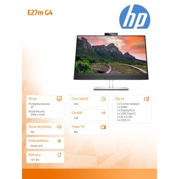 HP Inc. Monitor konferencyjny E27m G4 USB-C QHD 40Z29AA