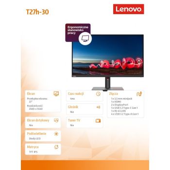 Lenovo Monitor 27 cali ThinkVision T27h-30 63A3GAT1EU