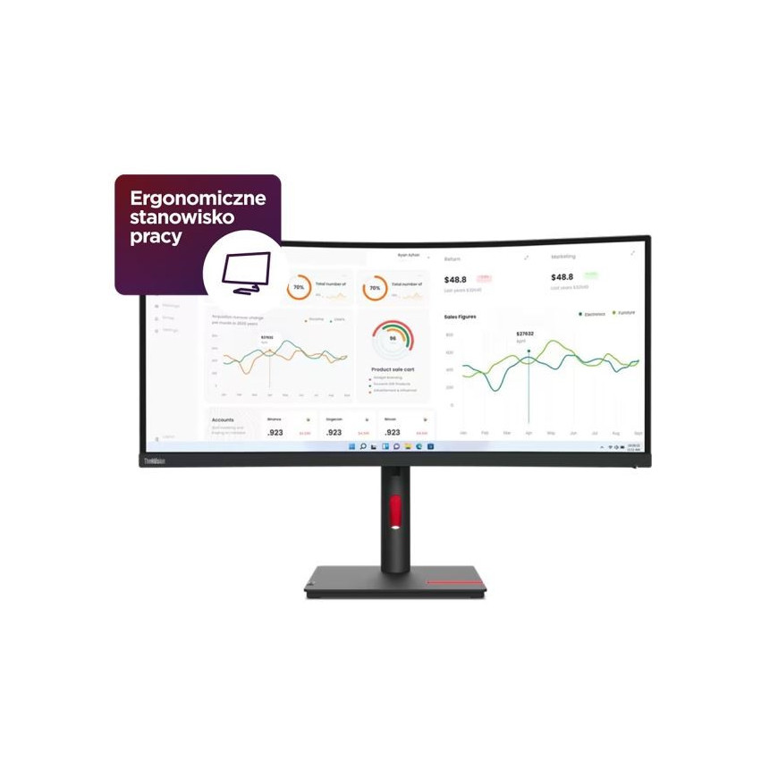 Lenovo Monitor 34 cale ThinkVision T34w-30 WLED LCD 63D4GAT1EU