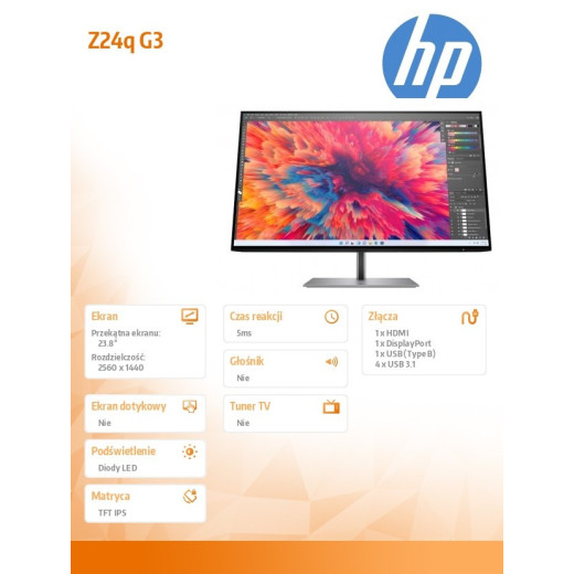HP Inc. Monitor 23.8 cali Z24q G3 QHD 4Q8N4AA