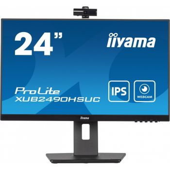 IIYAMA Monitor 23.8 cala XUB2490HSUC-B5 IPS,FHD,CAM,MIC,HDMI,DP,HAS(150mm)
