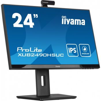 IIYAMA Monitor 23.8 cala XUB2490HSUC-B5 IPS,FHD,CAM,MIC,HDMI,DP,HAS(150mm)
