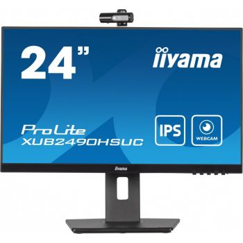 IIYAMA Monitor 23.8 cala XUB2490HSUC-B5 IPS,FHD,CAM,MIC,HDMI,DP,HAS(150mm)