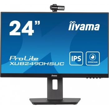 IIYAMA Monitor 23.8 cala XUB2490HSUC-B5 IPS,FHD,CAM,MIC,HDMI,DP,HAS(150mm)