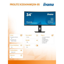 IIYAMA Monitor 34 cale XCB3494WQSN-B5 VA,UWQHD,1500R,USB-cDock,KVM,HAS(150mm)