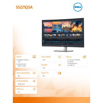 Dell Monitor zakrzywiony 31.5 cala S3221QSA VA 4K (3840x2160)/16:9/HDMI/DP/USB/ /Speakers/3Y