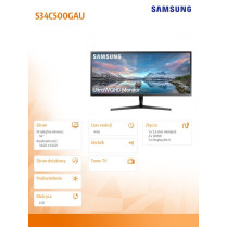 Samsung Monitor 34 cale LS34C500GAUXEN VA 3440x1440 Ultra WQHD 21:9 format kinowy 2xHDMI/1xDP 5ms (GTG) płaski 2 lata d2d