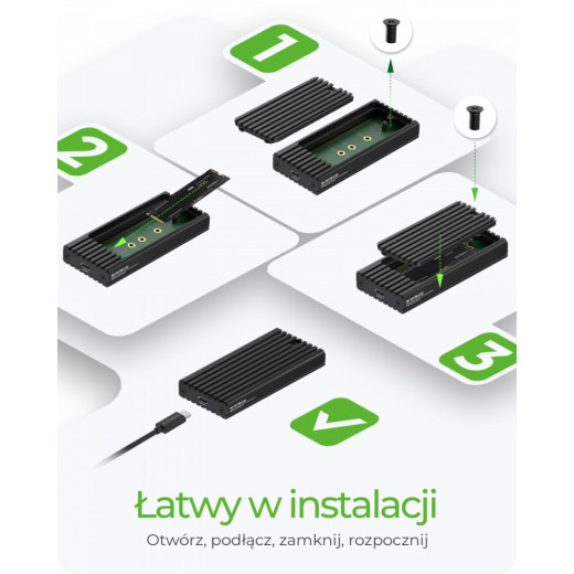 IcyBox Obudowa IB-1917M-C32 NVMe USB 3.2 Gen 2x2, 20 Gbit/s