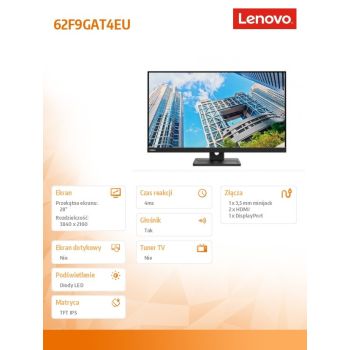 Lenovo Monitor ThinkVision 28 cali E28u-20 WLED 62F9GAT4EU