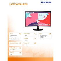 Samsung Monitor 27 cali LS27C362EAUXEN VA 1920x1080 FHD 16:9 1xD-Sub 1xHDMI 4ms(GTG) zakrzywiony 2 lata d2d