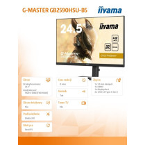 IIYAMA Monitor 24.5 cala GB2590HSU-B5 0.4ms,IPS,DP,HDMI,240Hz,F.Sync,HDR400