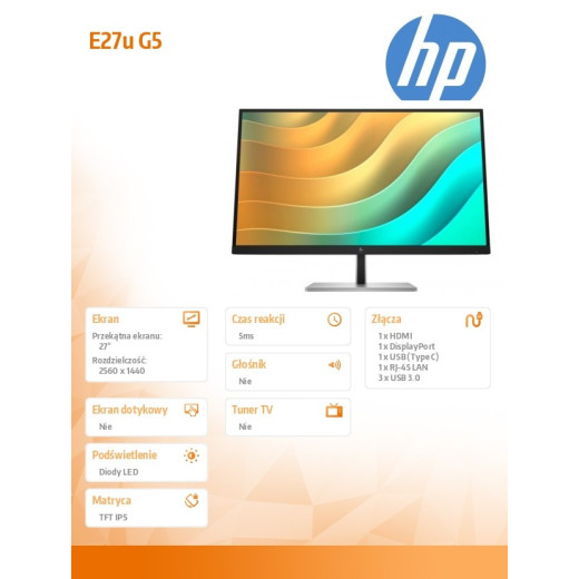 HP Inc. Monitor 27 cali E27u G5 QHD USB-C 6N4D3AA ABB