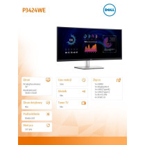 Dell Monitor zakrzywiony 34 cale P3424WE 21:9/3440x1440/IPS/USBC/RJ45/HDMI/DP/3Y