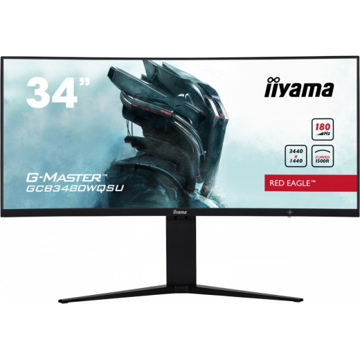 IIYAMA Monitor 34 cale GCB3480WQSU-B1 VA,UWQHD,180HZ,0.4ms,1500R(Curved), 2xHDMI,2xDP,2xUSB