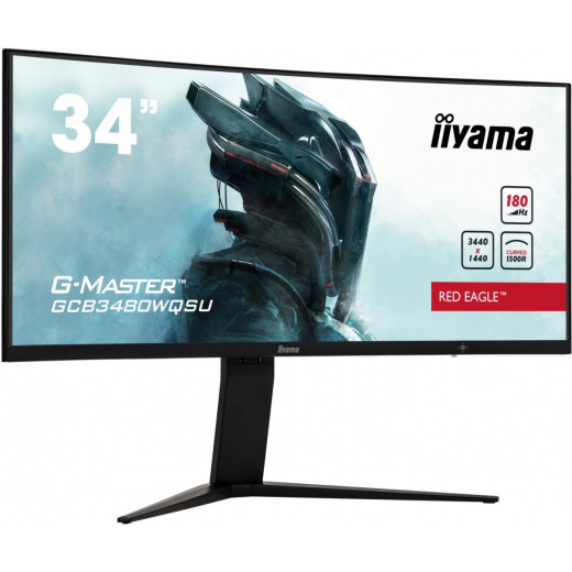 IIYAMA Monitor 34 cale GCB3480WQSU-B1 VA,UWQHD,180HZ,0.4ms,1500R(Curved), 2xHDMI,2xDP,2xUSB
