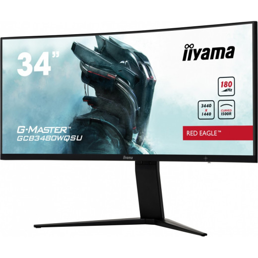 IIYAMA Monitor 34 cale GCB3480WQSU-B1 VA,UWQHD,180HZ,0.4ms,1500R(Curved), 2xHDMI,2xDP,2xUSB