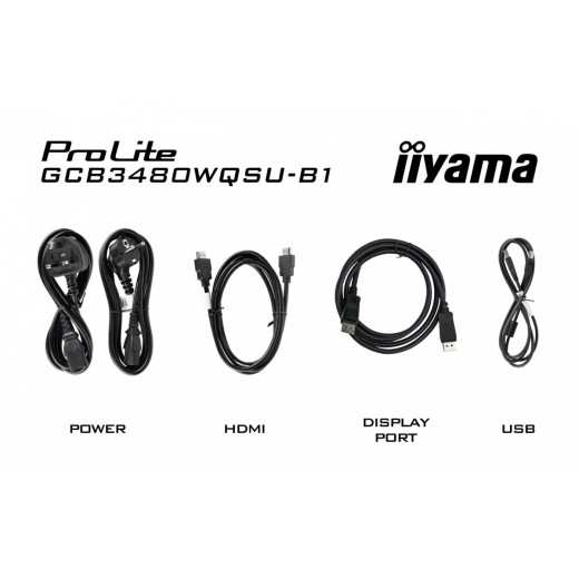 IIYAMA Monitor 34 cale GCB3480WQSU-B1 VA,UWQHD,180HZ,0.4ms,1500R(Curved), 2xHDMI,2xDP,2xUSB