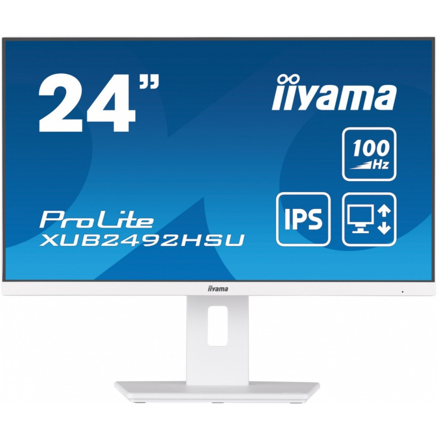 IIYAMA Monitor 23.8 cala XUB2492HSU-W6 IPS,HDMI,DP,100Hz,SLIM,HAS(150mm),4xUSB