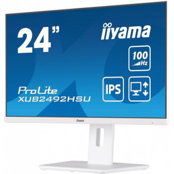 IIYAMA Monitor 23.8 cala XUB2492HSU-W6 IPS,HDMI,DP,100Hz,SLIM,HAS(150mm),4xUSB