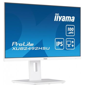 IIYAMA Monitor 23.8 cala XUB2492HSU-W6 IPS,HDMI,DP,100Hz,SLIM,HAS(150mm),4xUSB