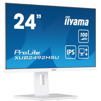IIYAMA Monitor 23.8 cala XUB2492HSU-W6 IPS,HDMI,DP,100Hz,SLIM,HAS(150mm),4xUSB