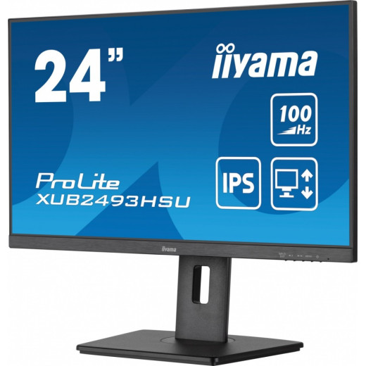 IIYAMA Monitor 23.8 cala XUB2493HSU-B6 IPS.HDMI.DP.2x2W.USBx2.SLIM.HAS(150mm)