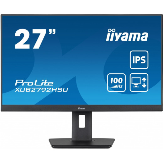 IIYAMA Monitor ProLite XUB2792HSU-B6 27 cali IPS,HDMI,DP,100Hz,SLIM,4xUSB3.2,PIVOT, HAS(150mm),2x2W