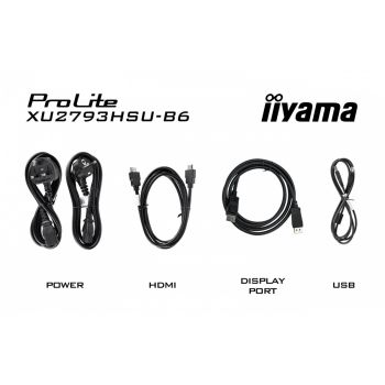 IIYAMA Monitor Prolite XU2793HSU-B6 27 cali IPS.HDMI.DP.2x2W.USBx2.FHD.SLIM.100Hz