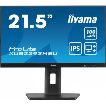 IIYAMA Monitor 21.5 cala ProLite XUB2293HSU-B6 IPS,100Hz,HAS(150mm),1ms,HDMI,DP,2xUSB, FreeSync,2x2W,PIVOT