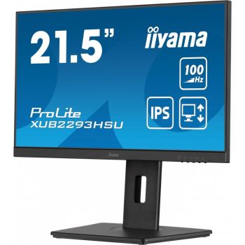 IIYAMA Monitor 21.5 cala ProLite XUB2293HSU-B6 IPS,100Hz,HAS(150mm),1ms,HDMI,DP,2xUSB, FreeSync,2x2W,PIVOT