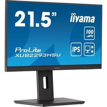 IIYAMA Monitor 21.5 cala ProLite XUB2293HSU-B6 IPS,100Hz,HAS(150mm),1ms,HDMI,DP,2xUSB, FreeSync,2x2W,PIVOT