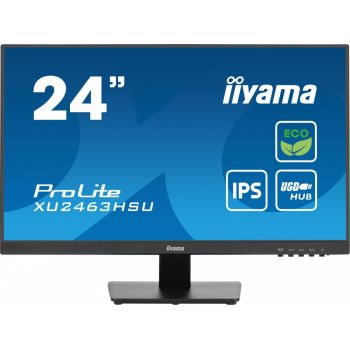 IIYAMA Monitor 24 cale XU2463HSU-B1 IPS,100HZ,ECO,3ms,SLIM,HDMI,DP,2x USB3.2 ,TCO,EPEAT