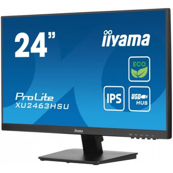 IIYAMA Monitor 24 cale XU2463HSU-B1 IPS,100HZ,ECO,3ms,SLIM,HDMI,DP,2x USB3.2 ,TCO,EPEAT