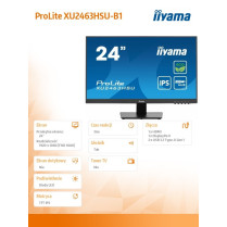 IIYAMA Monitor 24 cale XU2463HSU-B1 IPS,100HZ,ECO,3ms,SLIM,HDMI,DP,2x USB3.2 ,TCO,EPEAT