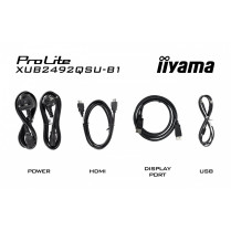 IIYAMA Monitor 23.8 cala ProLite XUB2492QSU-B1 IPS,QHD,USB-C,100Hz,3xUSB(3.2),HDMI,DP 300cd/m2,FreeSync,2x2W,HAS(150mm),PIVOT