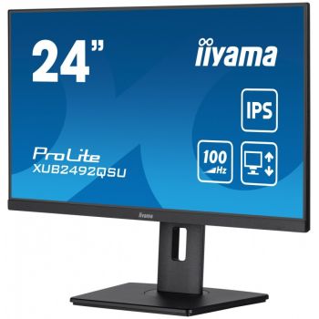 IIYAMA Monitor 23.8 cala ProLite XUB2492QSU-B1 IPS,QHD,USB-C,100Hz,3xUSB(3.2),HDMI,DP 300cd/m2,FreeSync,2x2W,HAS(150mm),PIVOT