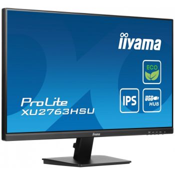 IIYAMA Monitor 27 cali ProLite XU2763HSU-B1 IPS,100HZ,ECO,3ms,SLIM,HDMI,DP,2x USB3.2 TCO,EPEAT