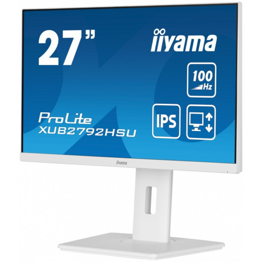 IIYAMA Monitor 27 cali ProLite XUB2792HSU-W6 IPS,HDMI,DP,100Hz,SLIM,4xUSB3.2,PIVOT, HAS(150mm),2x2W
