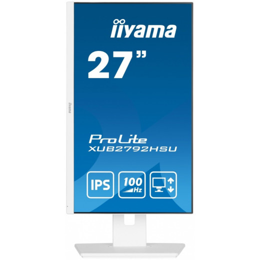 IIYAMA Monitor 27 cali ProLite XUB2792HSU-W6 IPS,HDMI,DP,100Hz,SLIM,4xUSB3.2,PIVOT, HAS(150mm),2x2W