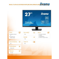 IIYAMA Monitor 27 cali ProLite XU2793QSU-B6 IPS,QHD,100Hz,HDMI,DP,2x2W,2xUSB(3.2), FreeSync