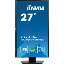 IIYAMA Monitor 27 cali ProLite XUB2763HSU-B1 IPS,100HZ,ECO,3ms,SLIM,HDMI,DP,2x USB3.22x2W,HAS(150mm),TCO,EPEAT